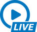 Icon of a play button with live text