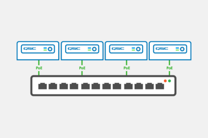 PoE connected to Q-SYS hardware icon