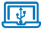 Icon of a laptop displaying three vector lines