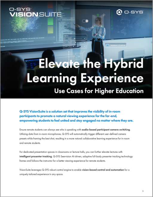 Q-SYS VisionSuite Higher Ed Use Case Overview