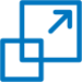 Icon of a square growing in size with an arrow