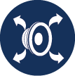 Icon of a speaker with arrows all around