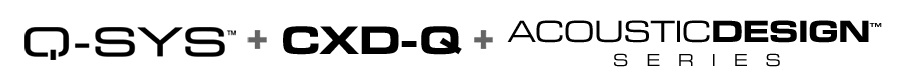 Q-SYS, CXD-Q, and AcousticDesign Series badges