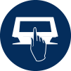 Icon of an index finger over a touch screen