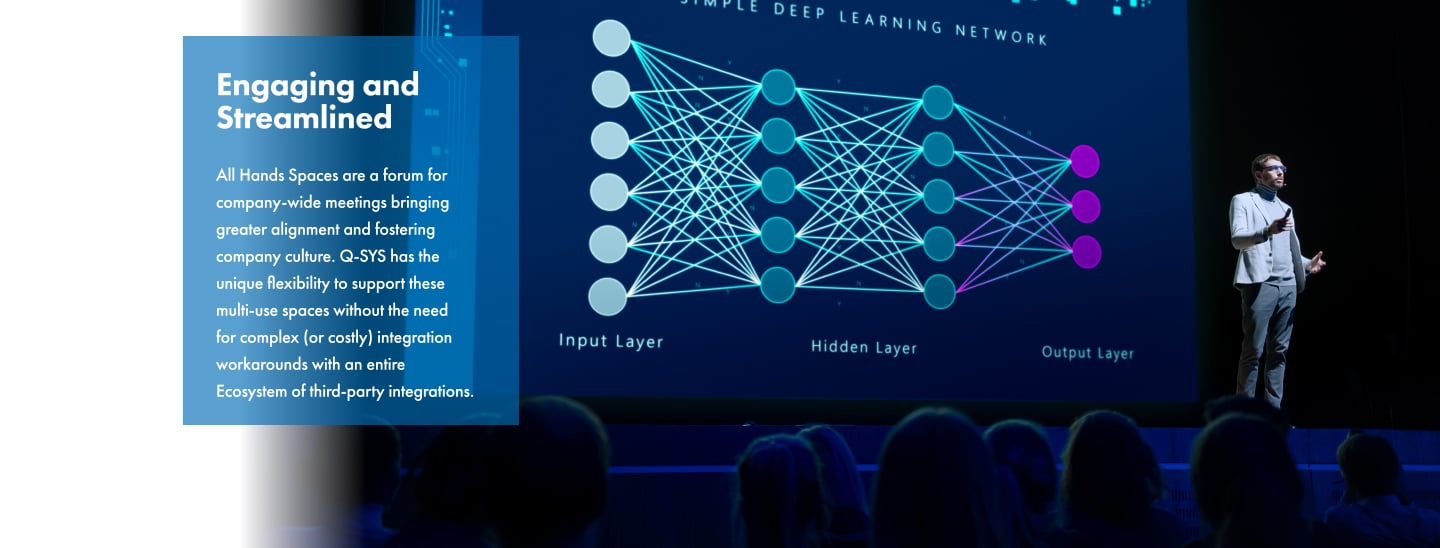 View of a man on stage giving a tech presentation