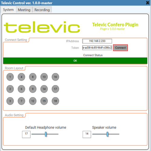 Screen shot of the Televic Confero 360 software