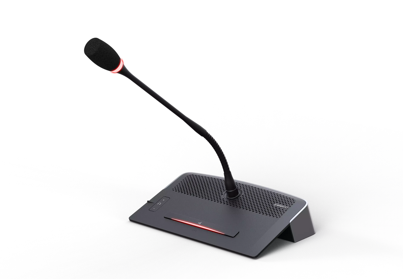 View of a Televic D-Cerno gooseneck microphone