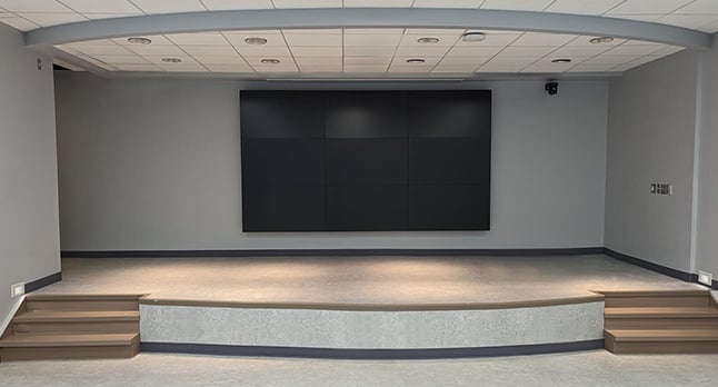 Stage with a blank 3x3 video wall