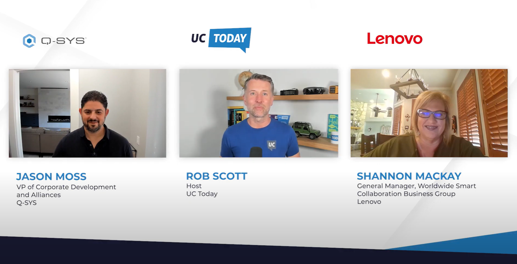 Video thumbnail of a video call with a Q-SYS employee, UC Today employee, and a Lenovo employee