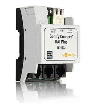 Front left-angled view of a Somfy Connect Universal Automation Interface (UAI) Plus