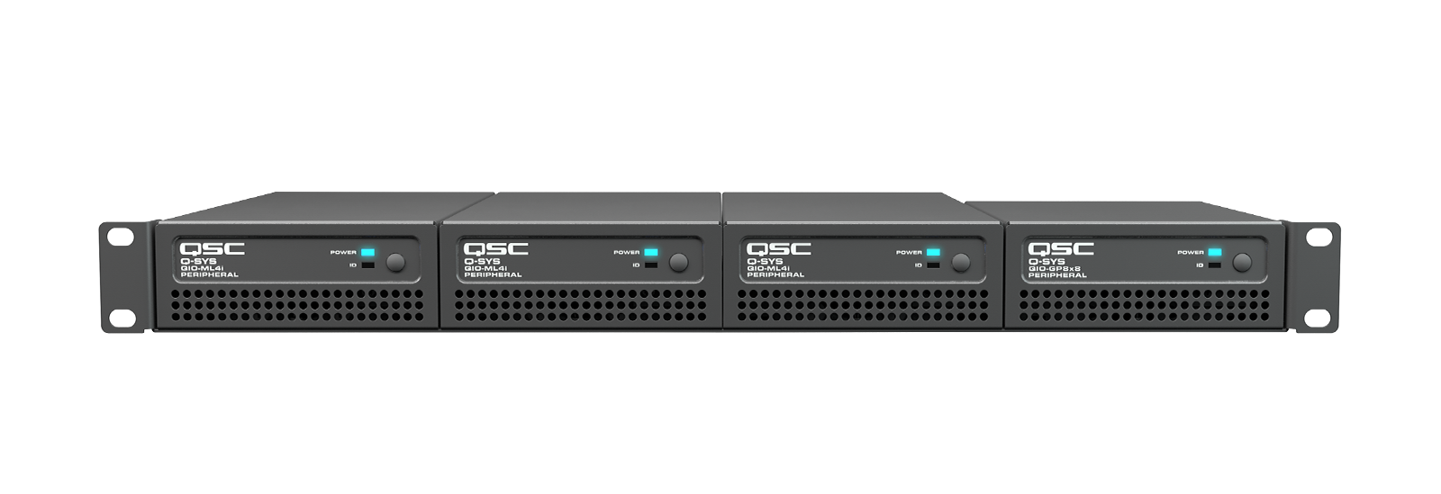 Image of rack of QIO-GP8x8 hardware