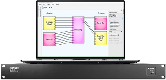 Image of laptop on Q-SYS hardware