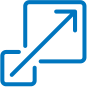 Icon of a square growing with an arrow inside