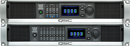 Front view of two Q-SYS CX-Q Series Amplifiers
