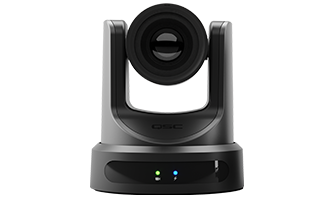 Front view of a Q-SYS NC Series PTZ Camera