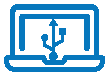 Laptop displaying the usb logo