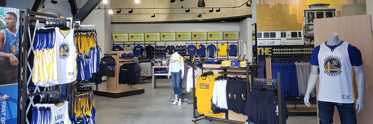 A look inside the Warriors Shop located in San Francisco's Mission Bay neighborhood filled with merch for the basketball team