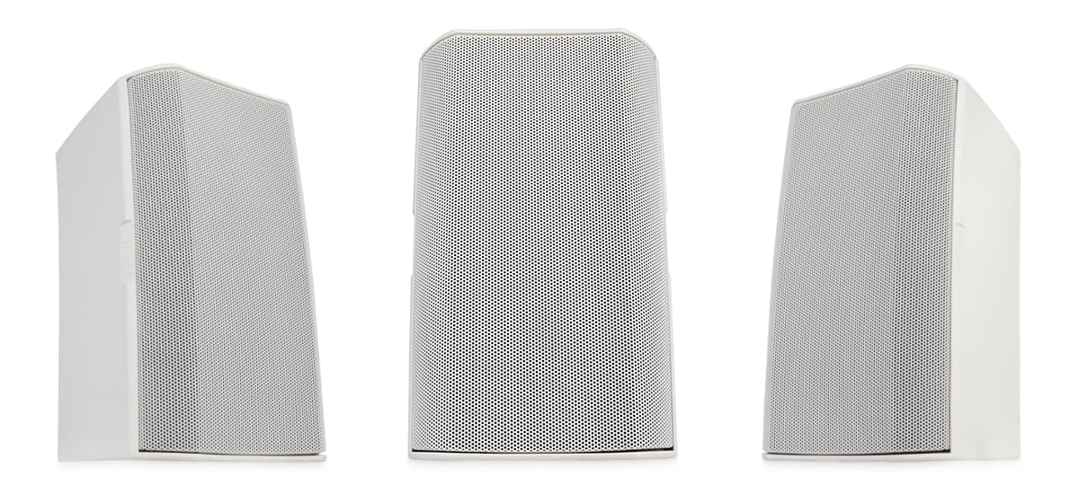 Hero front and angled view of the white AD-S6 premium loudspeaker