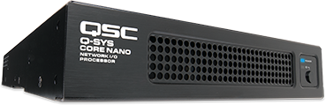 Front left-angeled view of a Q-SYS Core Nano