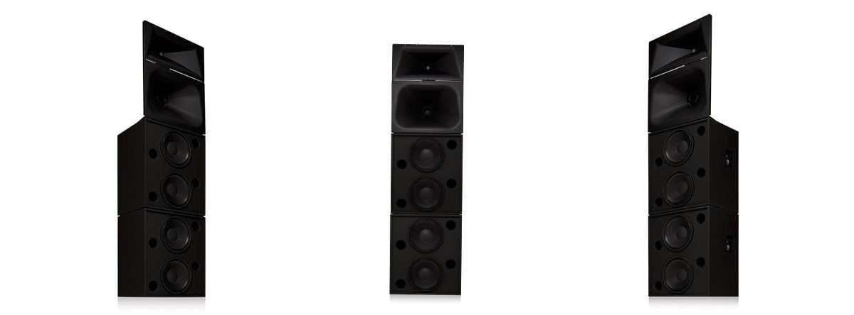 Hero front and angled side view of the SC-443C cinema loudspeaker