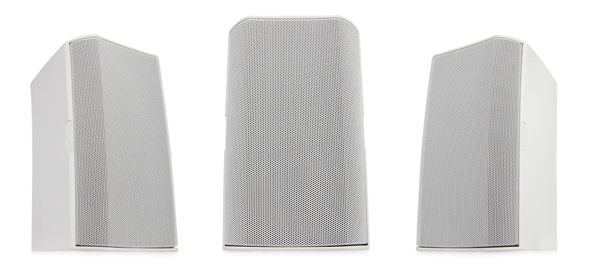 Hero front and angled view of the white AD-S8T premium loudspeaker