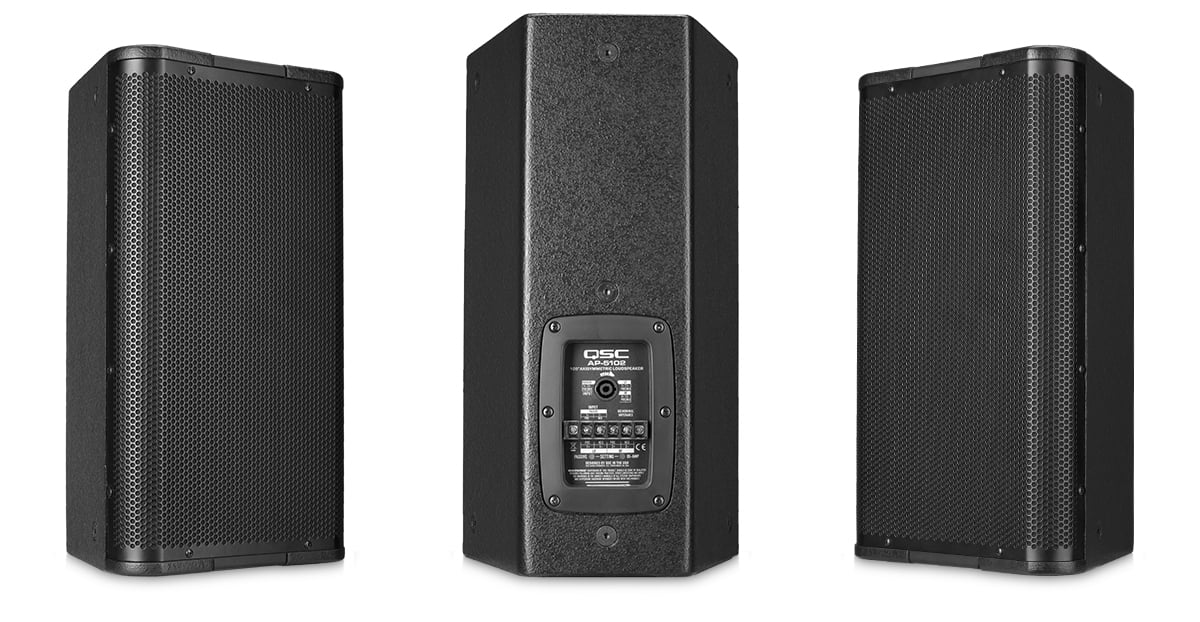 Hero rear and side view of the black AP-5102 High SPL Speaker