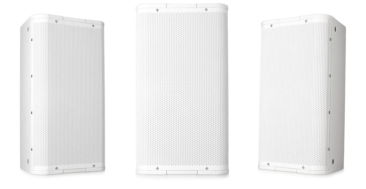Hero front and side view of the white AP-5102 High SPL Speaker