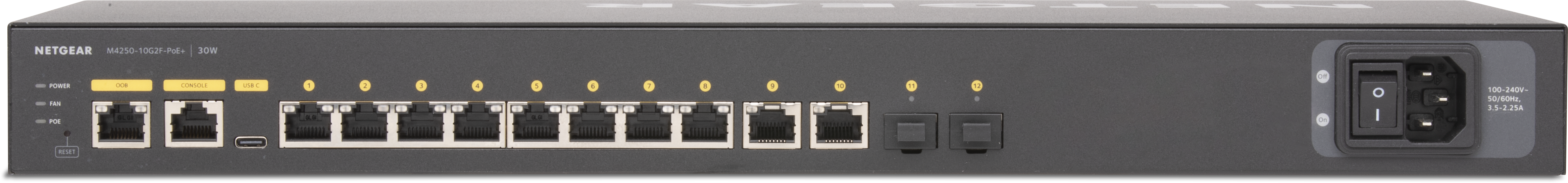 Q-SYS NS10-125+ network switch (Rear)
