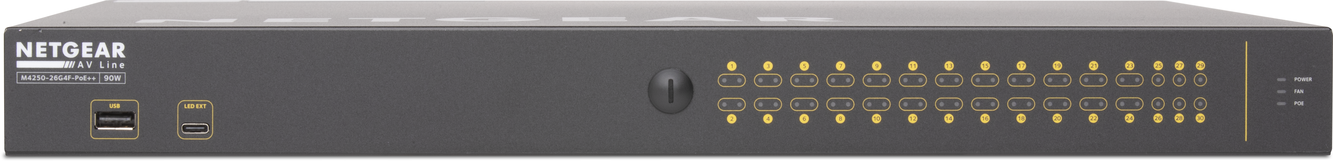 Q-SYS NS26-1440++ network switch (Front)