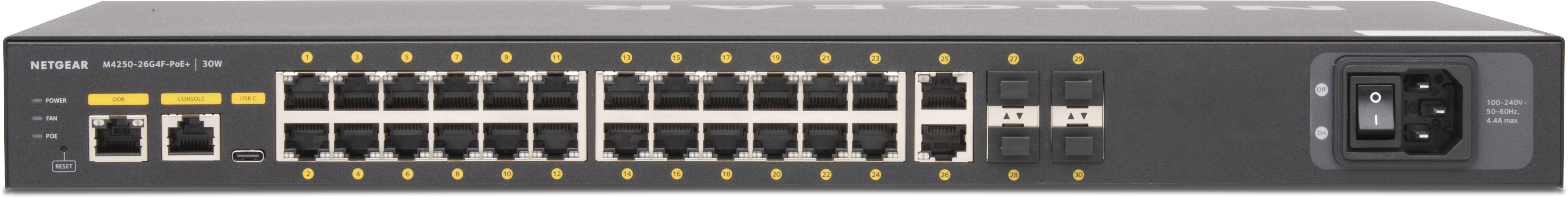 Q-SYS NS10-300+ network switch (Rear)