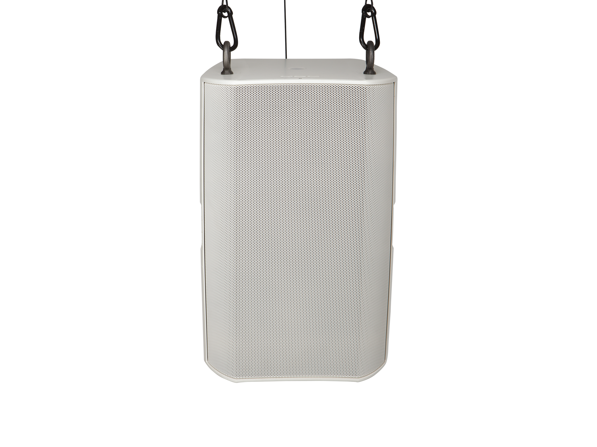 Front Image of the White AD-S10T Loudspeaker with M10 Eyebolt Suspension Kit