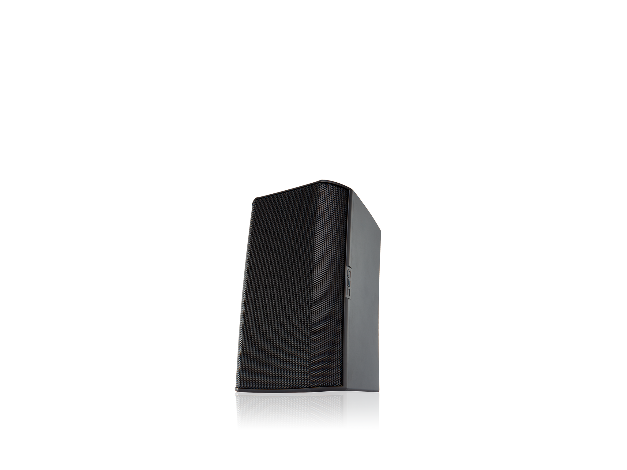 Front Left Angle Image of the  Black AD-S4T Loudspeaker with Grille