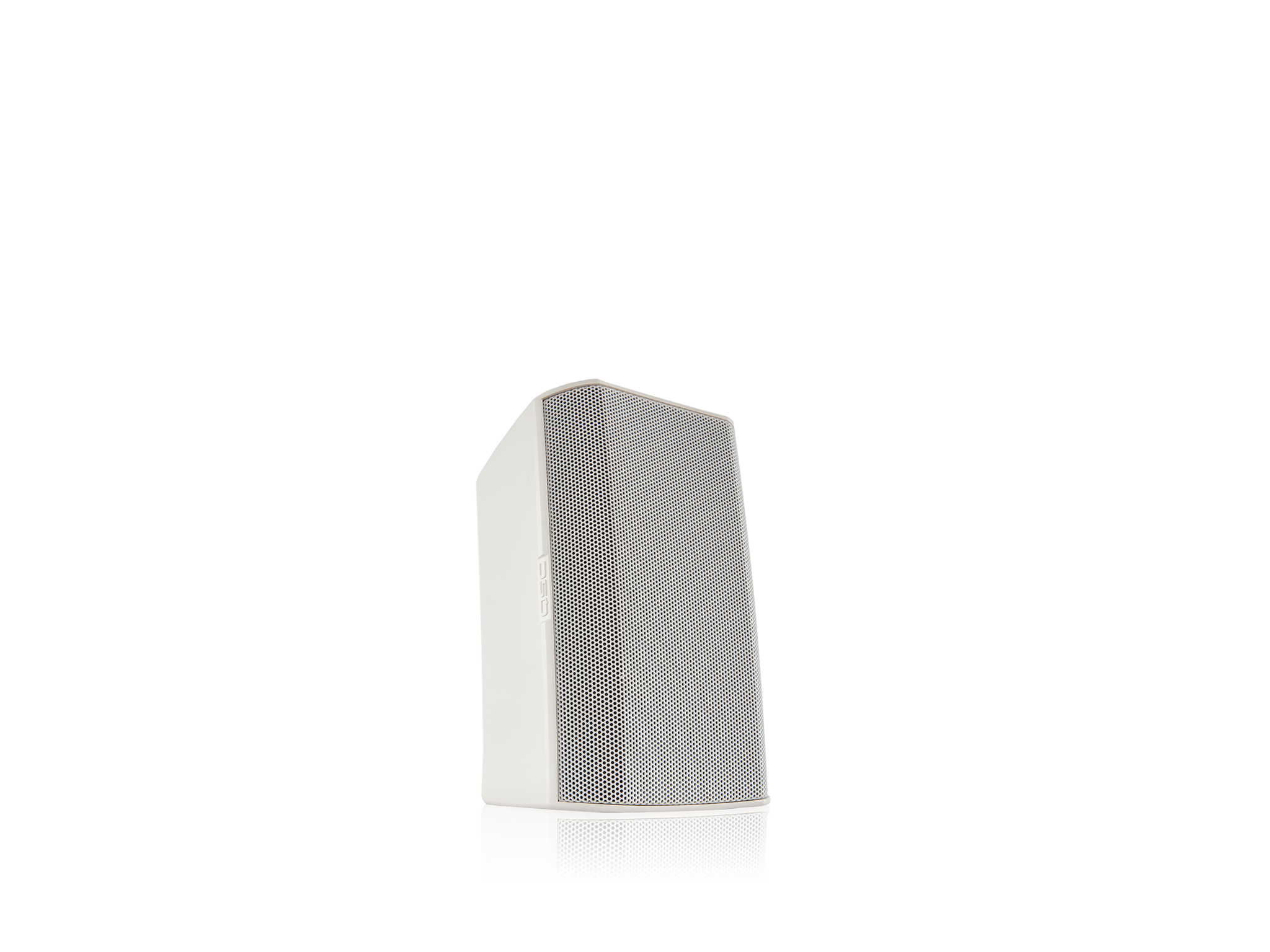 Front Right Angle Image of the White AD-S4T Loudspeaker with Grille
