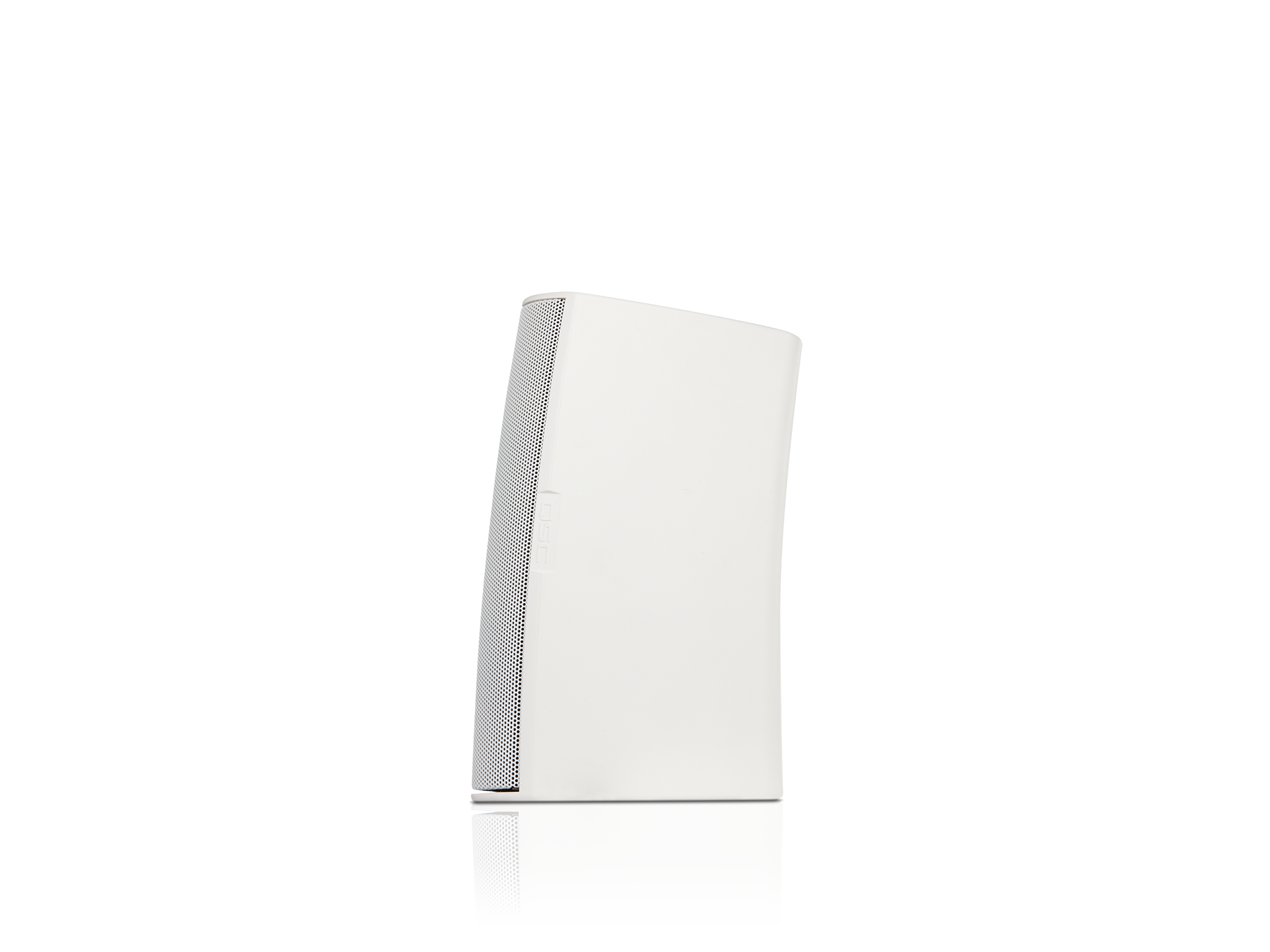 Front Left Angle Image of the White AD-S6T Loudspeaker with Grille