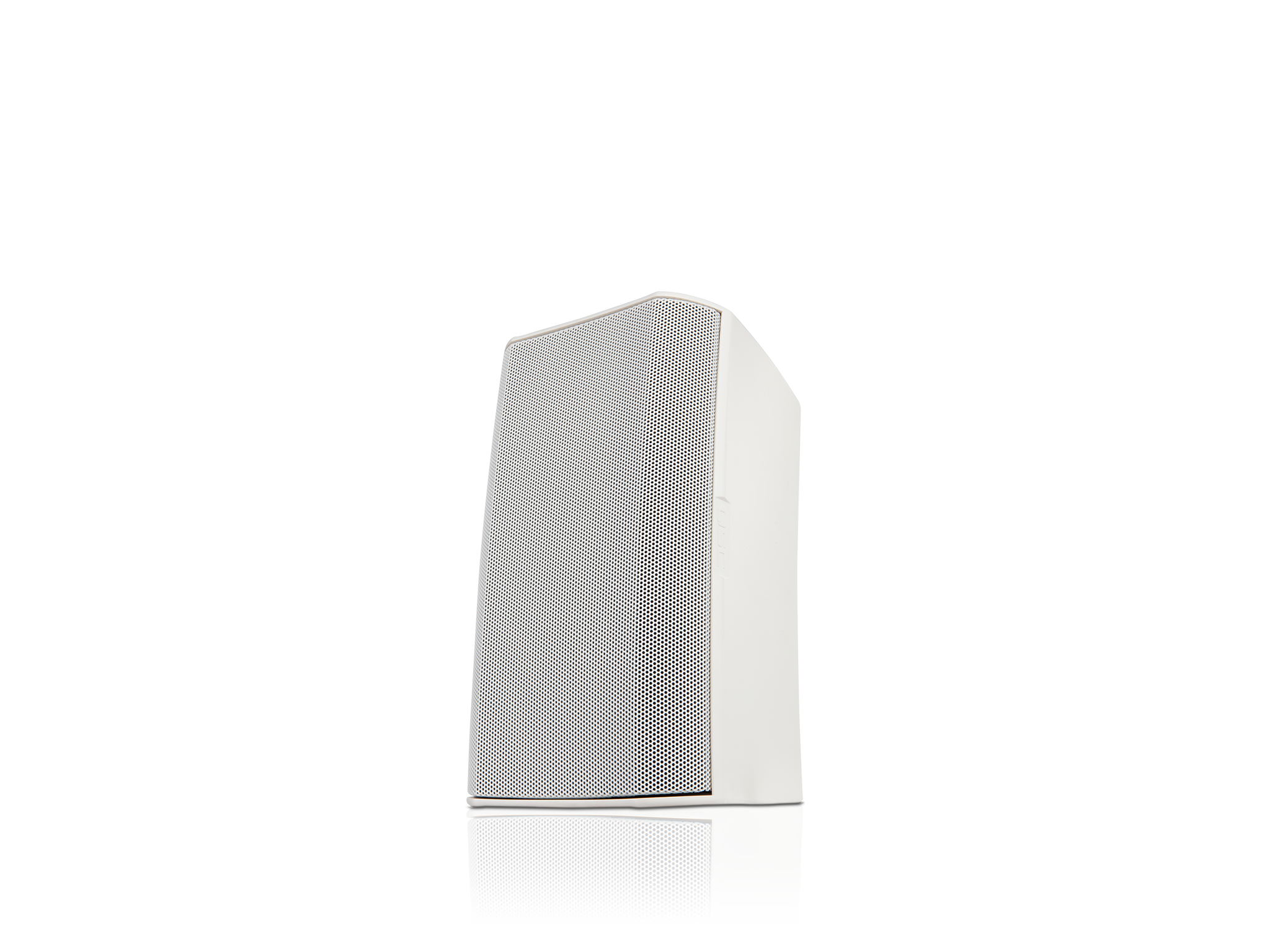 Front Left Angle Image of the White AD-S6T Loudspeaker with Grille