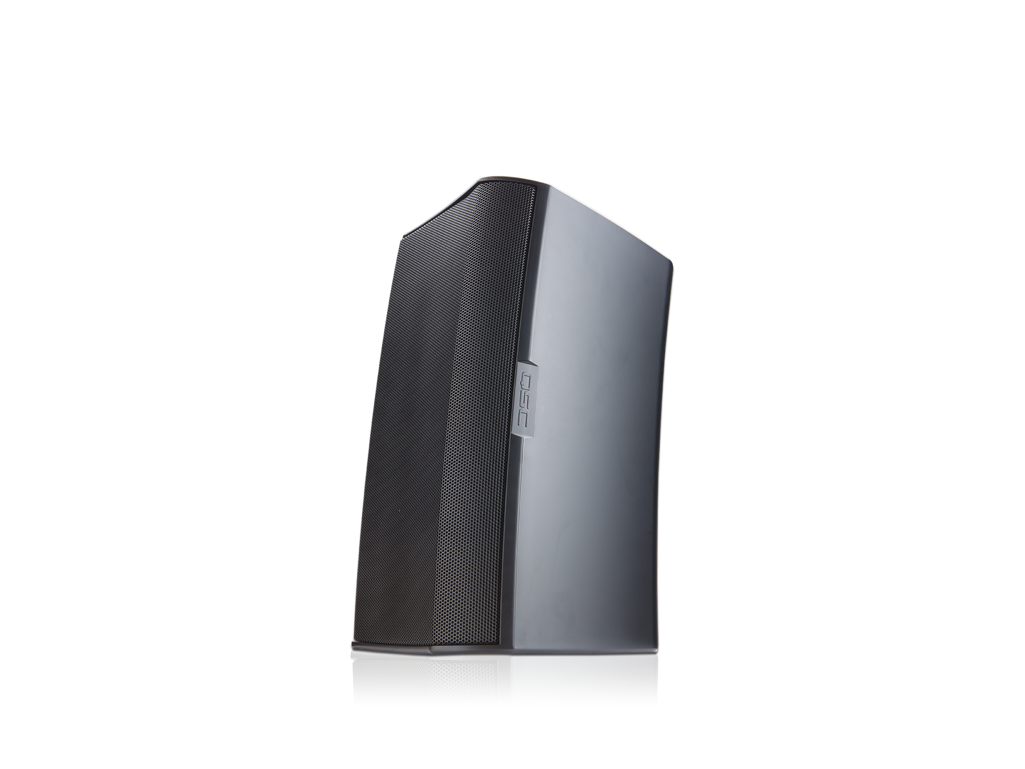 Front Left Angle Image of the Black AD-S8T Loudspeaker with Grille