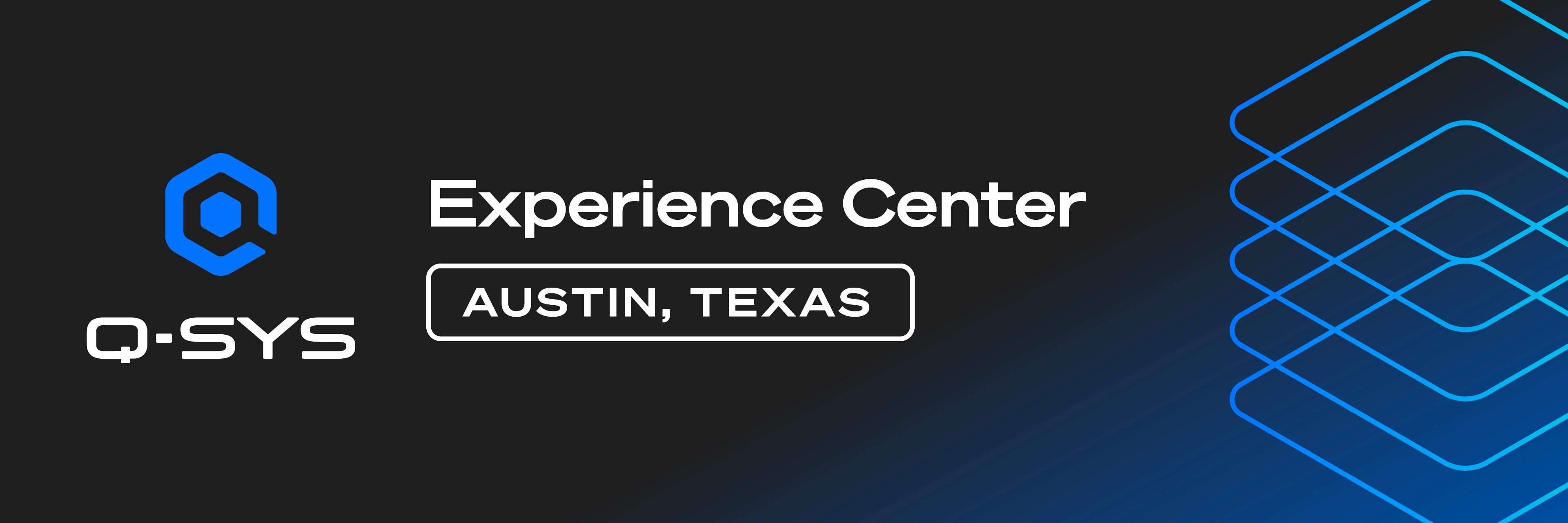 Q-SYS and Experience Center Austin logos